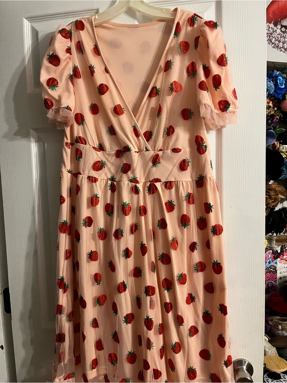 Peach Strawberry Print dress